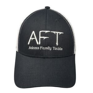 AFT Adams Family Tackle Snapback Trucker Cap Black One Size Adjustable Mesh Back